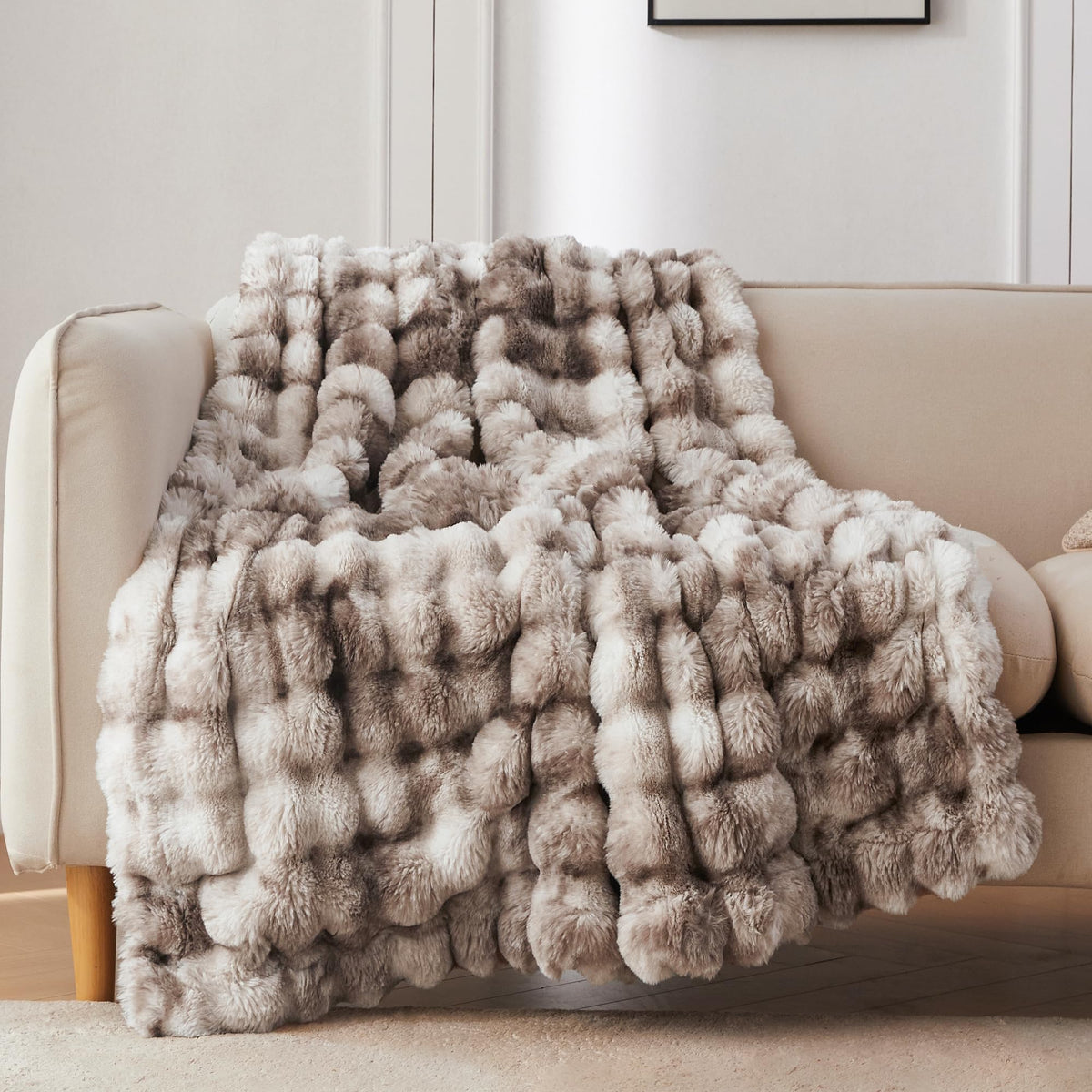 COOVA Soft Bubble Faux Fur Throw Blanket 50 x60 Tie dye - COOVA Official Imagery - 1