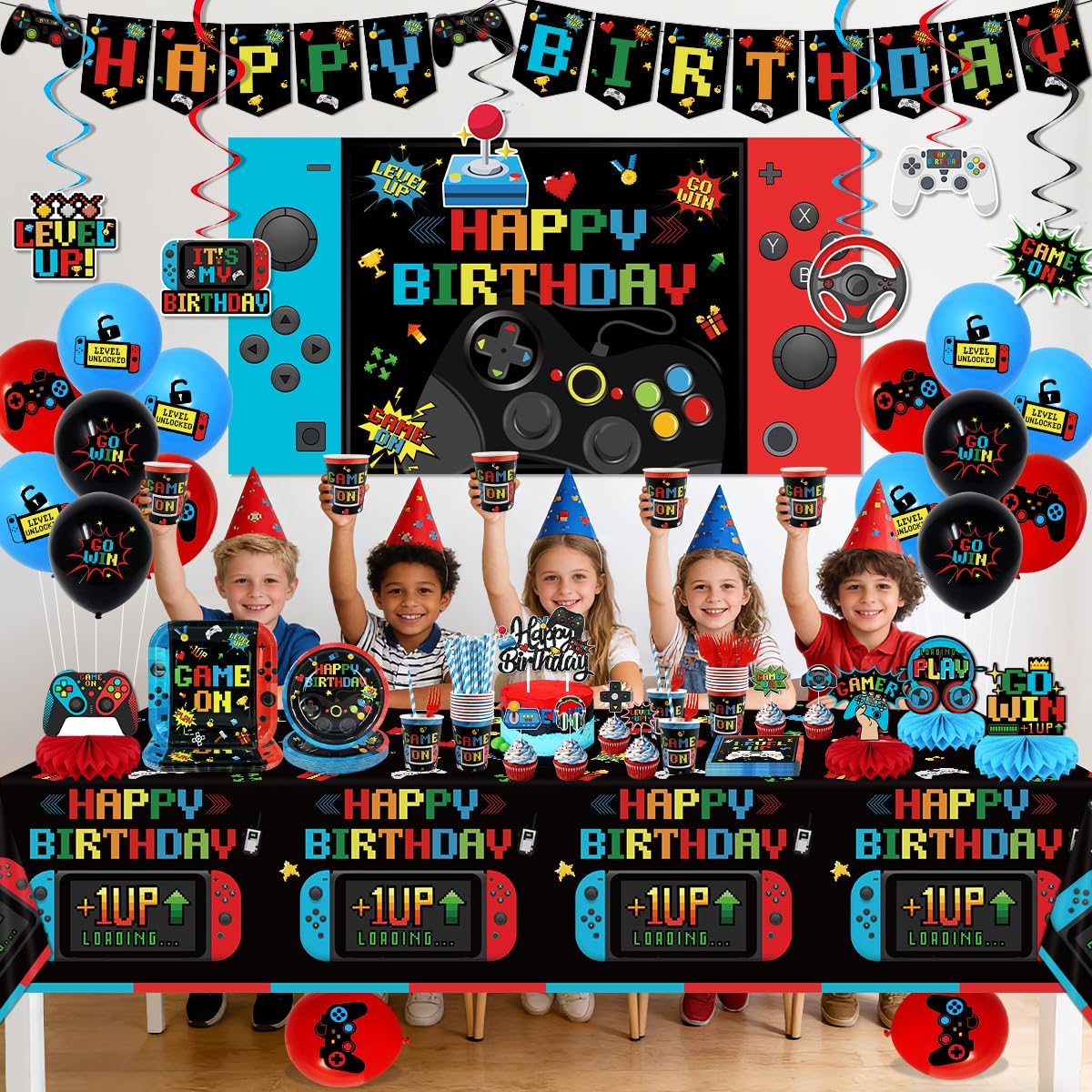 Gamer Birthday Party Decorations 206PCS Video Game Birthday - suonengongyi Official Imagery - 5