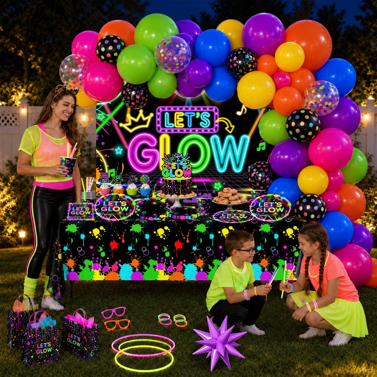 Glow Party Supplies 243pcs Neon Glow Party Decorations for - Pymurod Official Imagery - 4