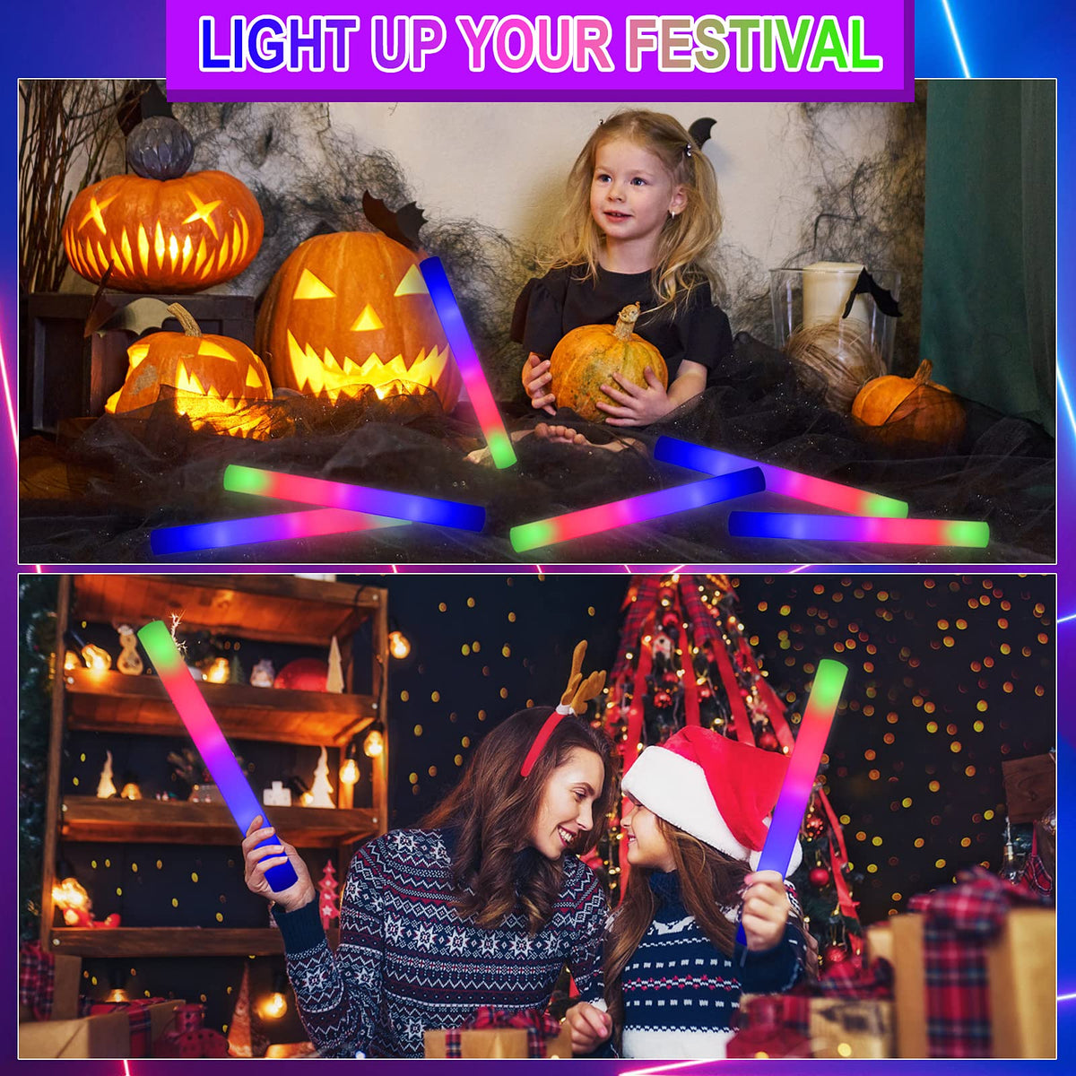 Taotuo Glow Sticks Bulk 20 Pack LED Light Up Foam Sticks 3 - Taotuo Official Imagery - 4