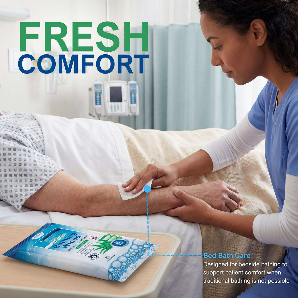 MED PRIDE Waterless Rinse Free Bath Wipes for Adults Aloe - MED PRIDE Official Imagery - 4