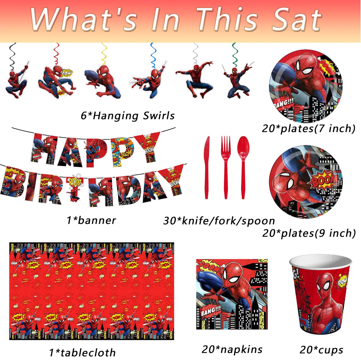 118 Pcs Spider Birthday Party Supplies Set Spider Theme - IKTMGFS Official Imagery - 4