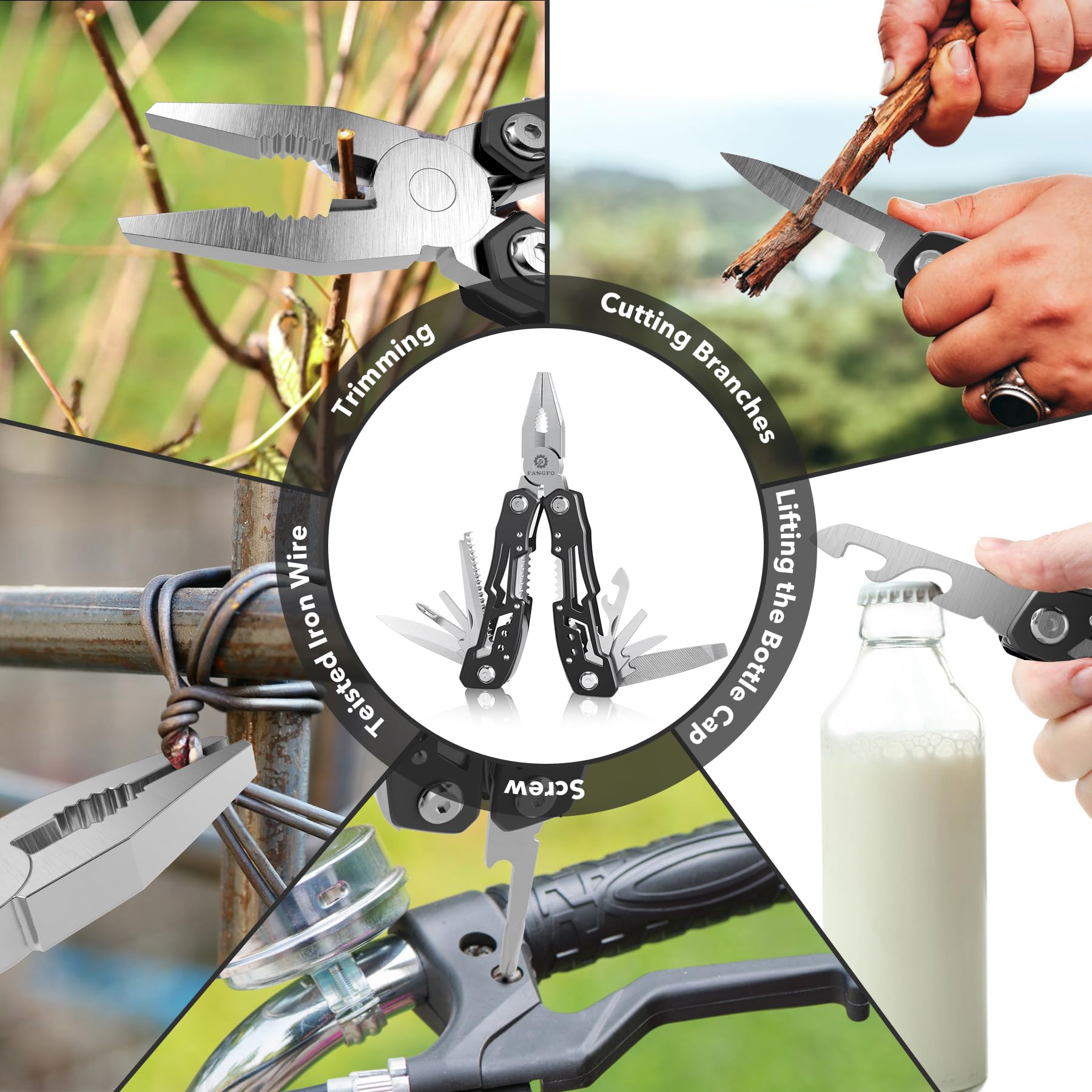 fangfo 14-In-1 Multitool with Safety Locking, Professional Stainl by fangfo - Angle View 5