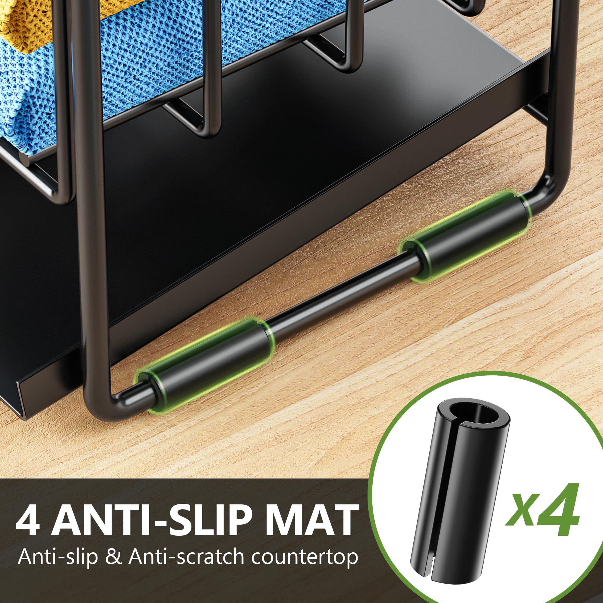 Cisily 2-Tier Kitchen Sink Caddy Organzier Rack with Dish Brush S - Cisily Official Product View 6