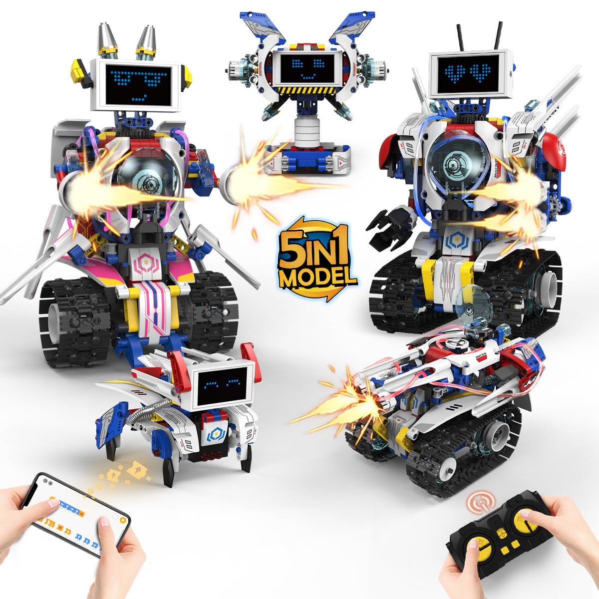5 in 1 Robot Building Set with LED Display for Boys Kids - Suplanet Official Imagery - 2