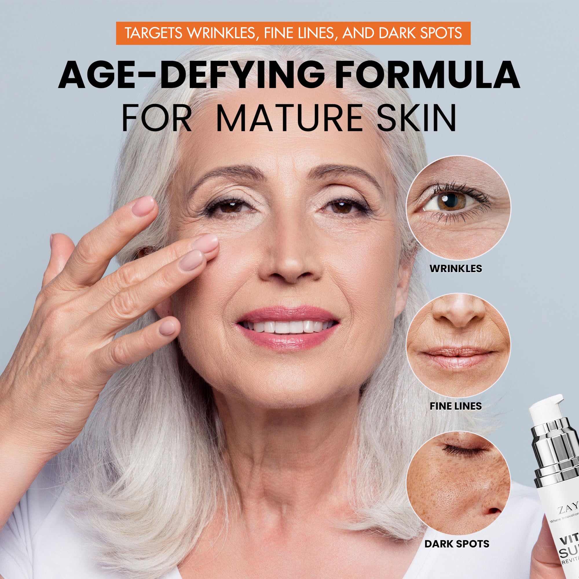 Super Vitamin C Face Serum for Mature Skin Anti Aging Dark - ZAYUU Official Imagery - 3