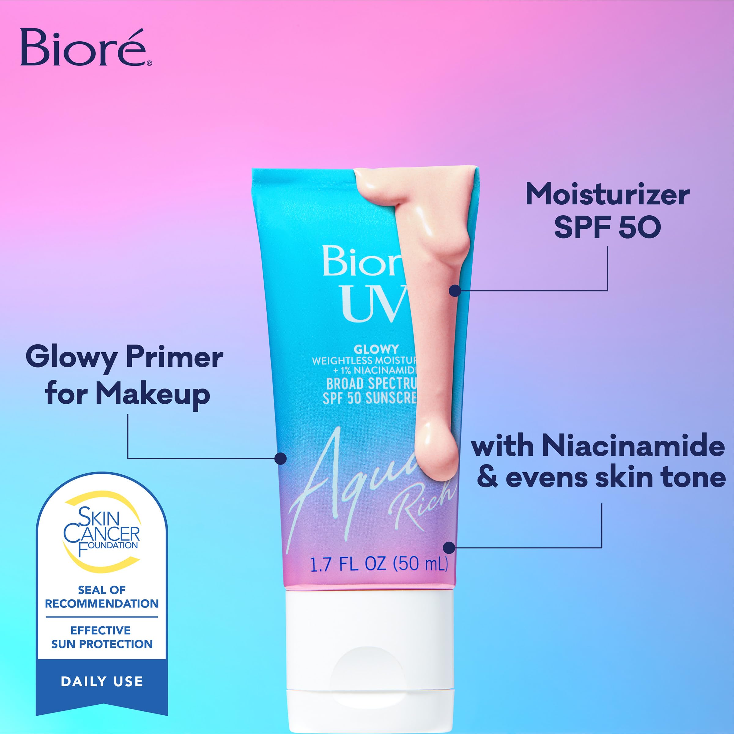 Biore UV Aqua Rich Glow Enhancing Moisturizer SPF 50, 1.7 fl oz - Bior&eacute;
