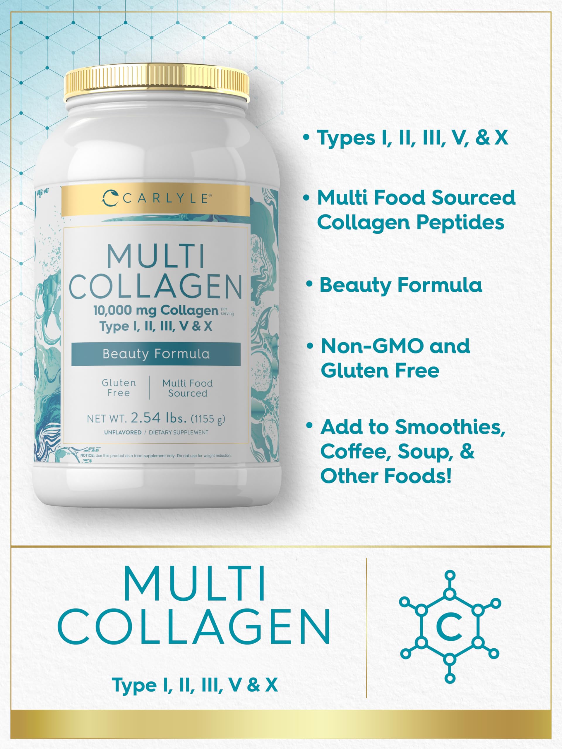 Carlyle Multi Collagen Peptides Powder 40 oz - Carlyle Official Imagery - 5