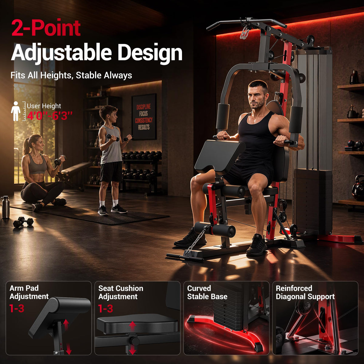 Home Gym System with 160LB Weight Stack Multifunctional All - ROBORE Official Imagery - 6