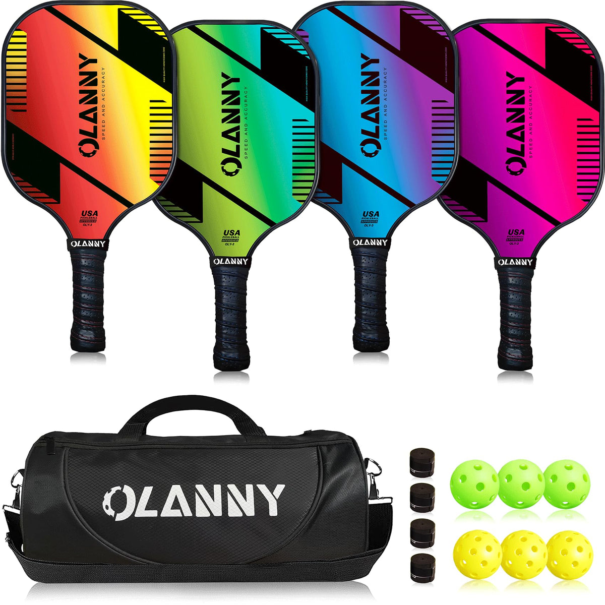 OLANNY Graphite Pickleball Paddles Set Premium Rackets Fiber - OLANNY Official Imagery - 2