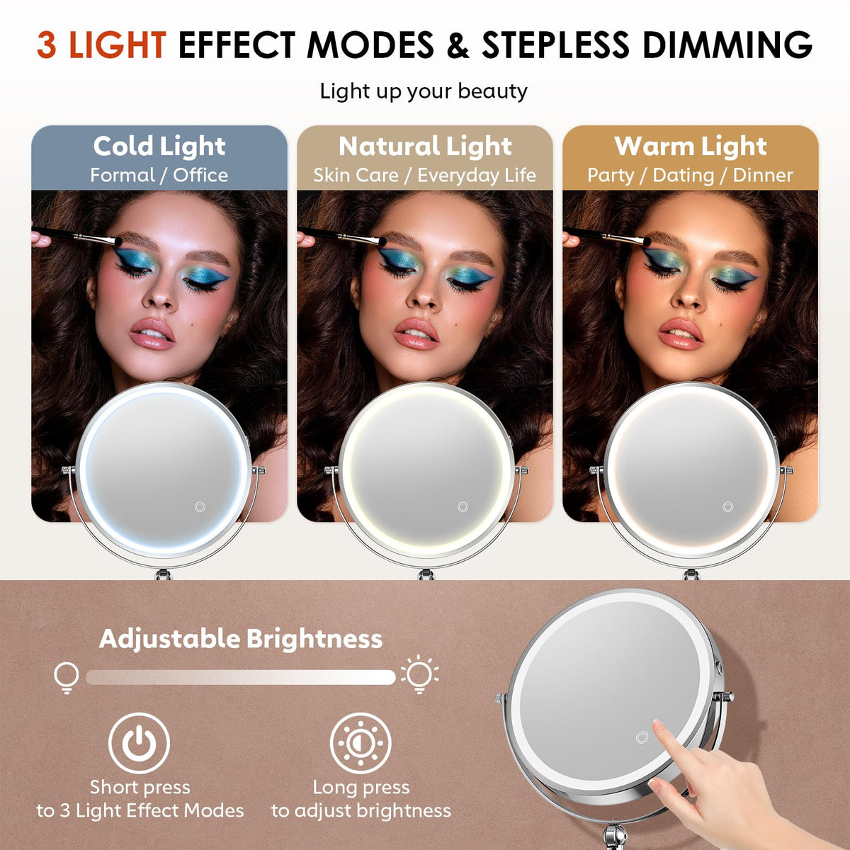 ZLOKLA 9 Wall Mounted Lighted Makeup Mirror 4000mAh - ZLOKLA Official Imagery - 7