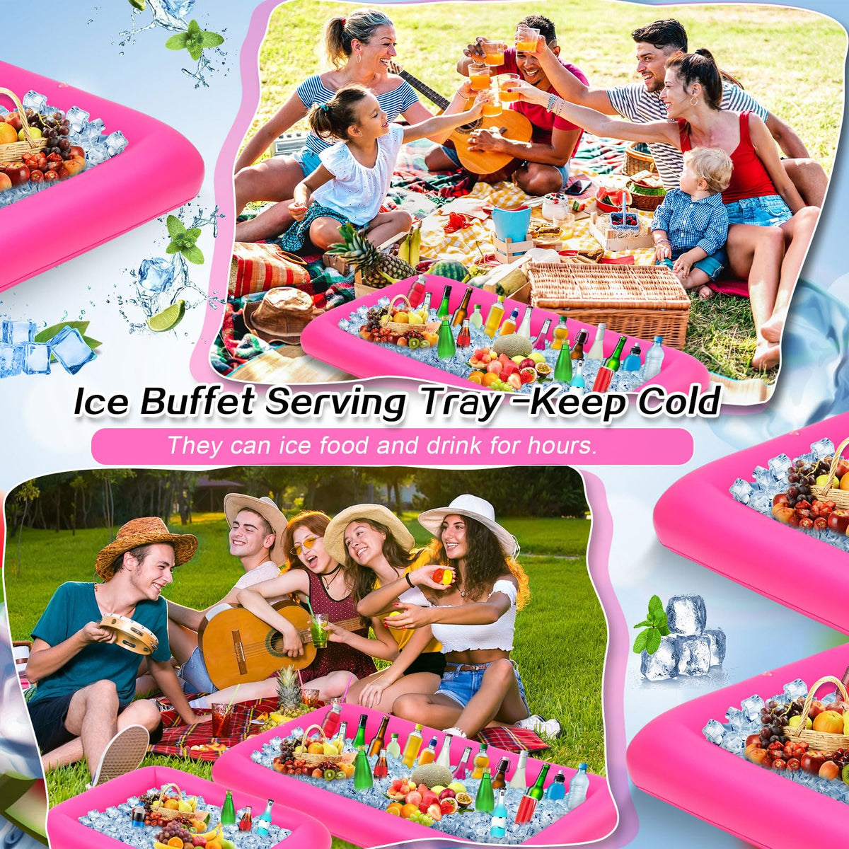 4 Pcs Inflatable Serving Bar Drink Cooler Ice Tray for Food - Leitee Official Imagery - 6