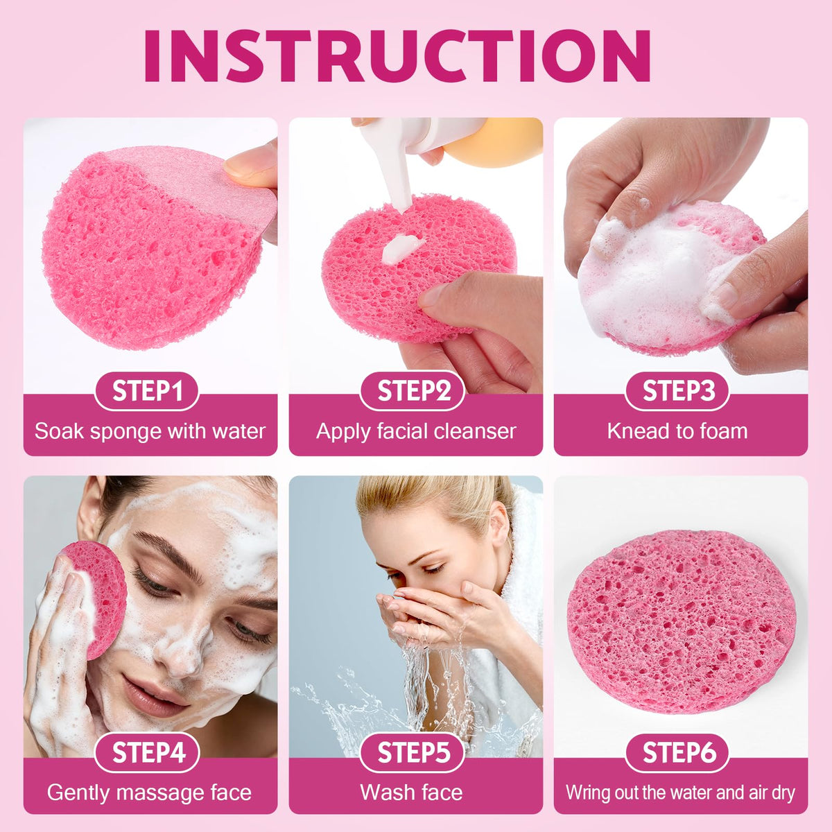 320 Count Compressed Facial Sponges Natural Cellulose Face - NEOACT Official Imagery - 8
