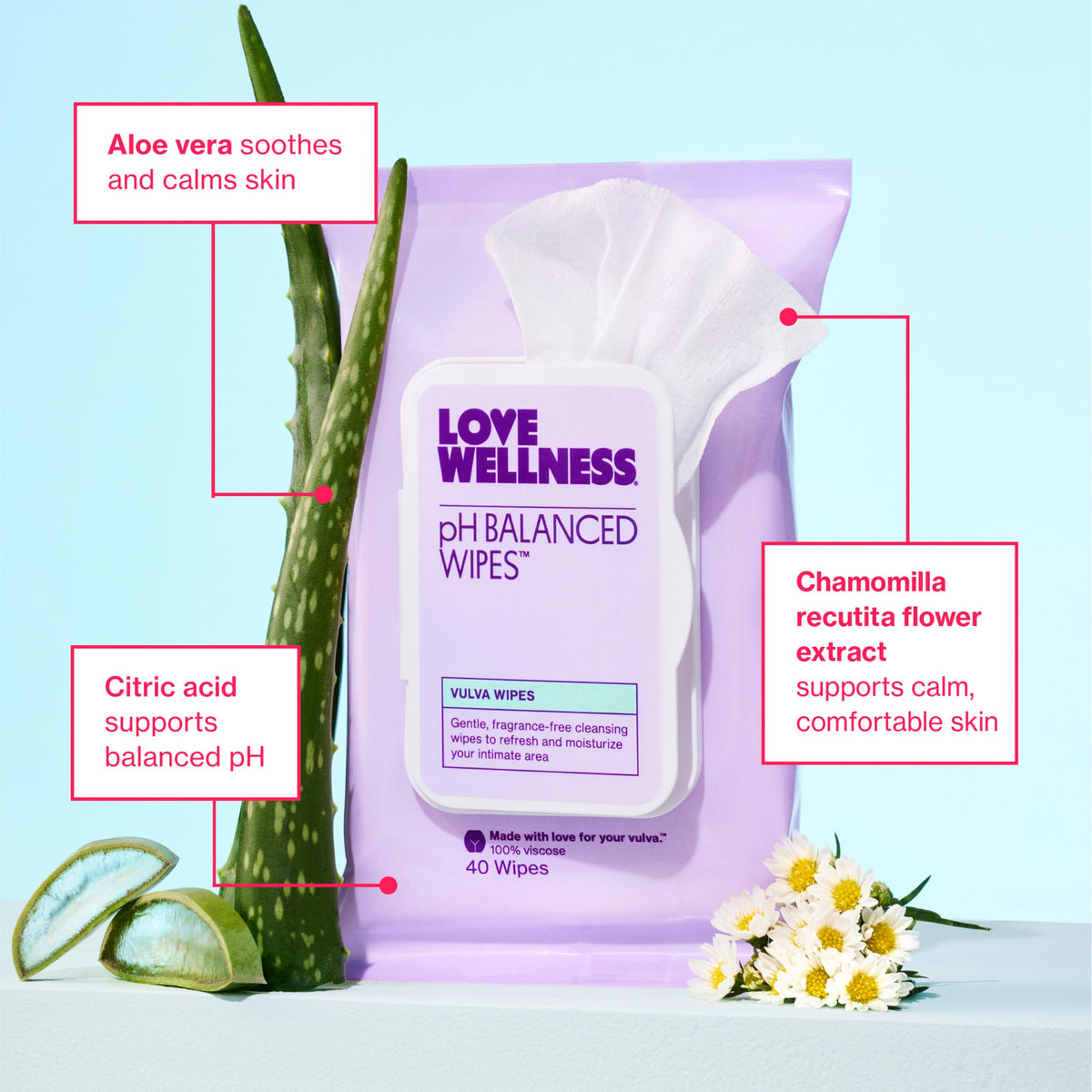 Love Wellness pH Balanced Cleanser Wipes - Love Wellness Official Imagery - 5
