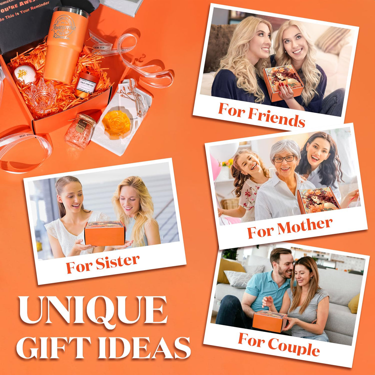 Bright Orange Gift Box Unique Spa Gifts Basket Set for Women - Vansonana Official Imagery - 4