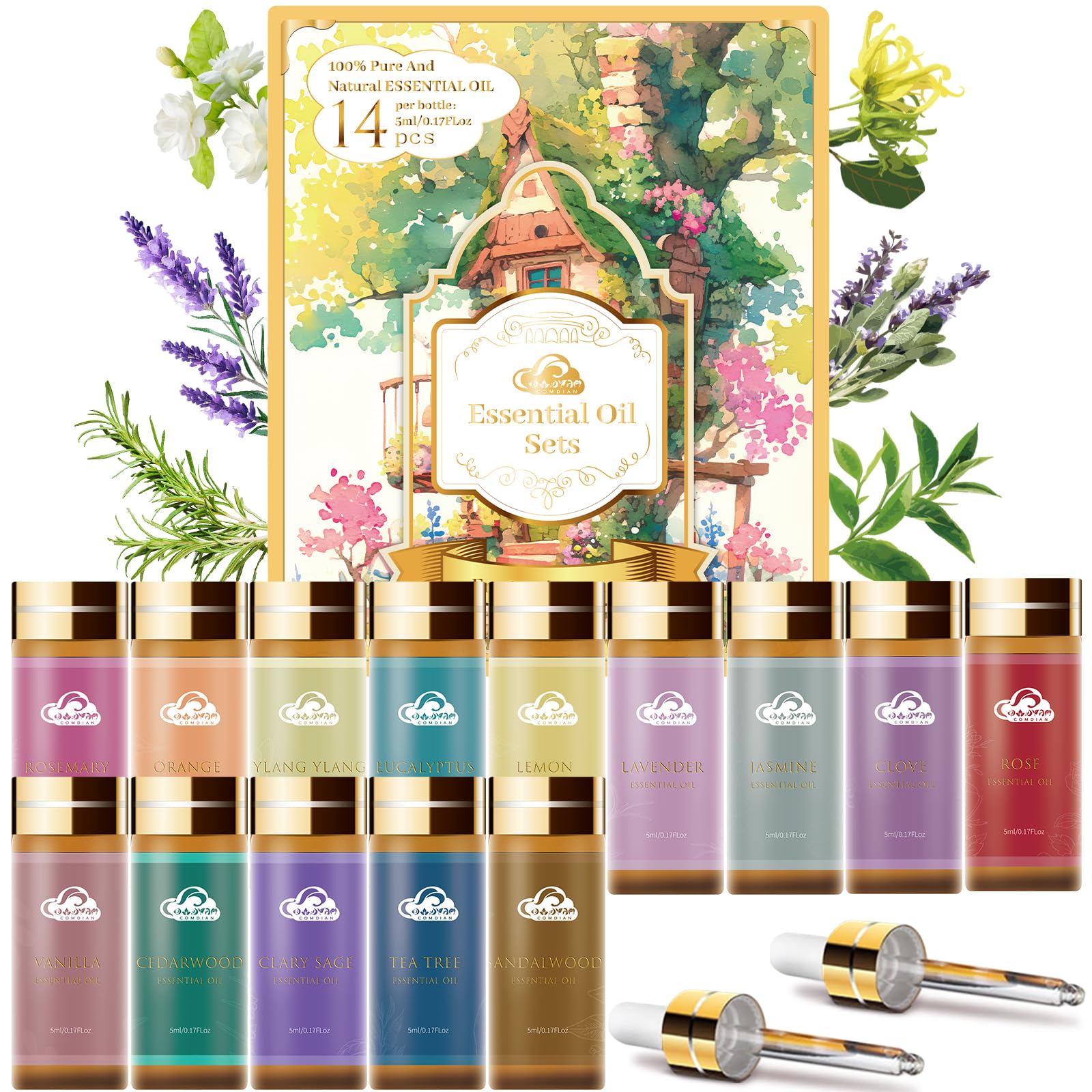 Fragrance Essential Oils Set - 14pcs, Aromatherapy Oils for - Product Imagery