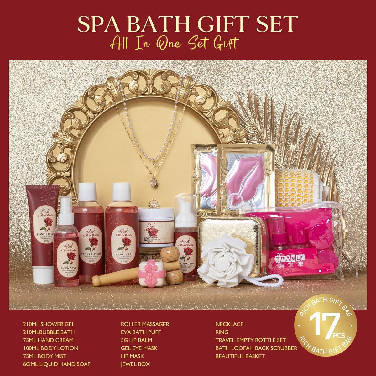 Vanilla Rose Beauty Skin Care Kit 23Pcs Spa Bath and Body - Saint Roy Official Imagery - 3