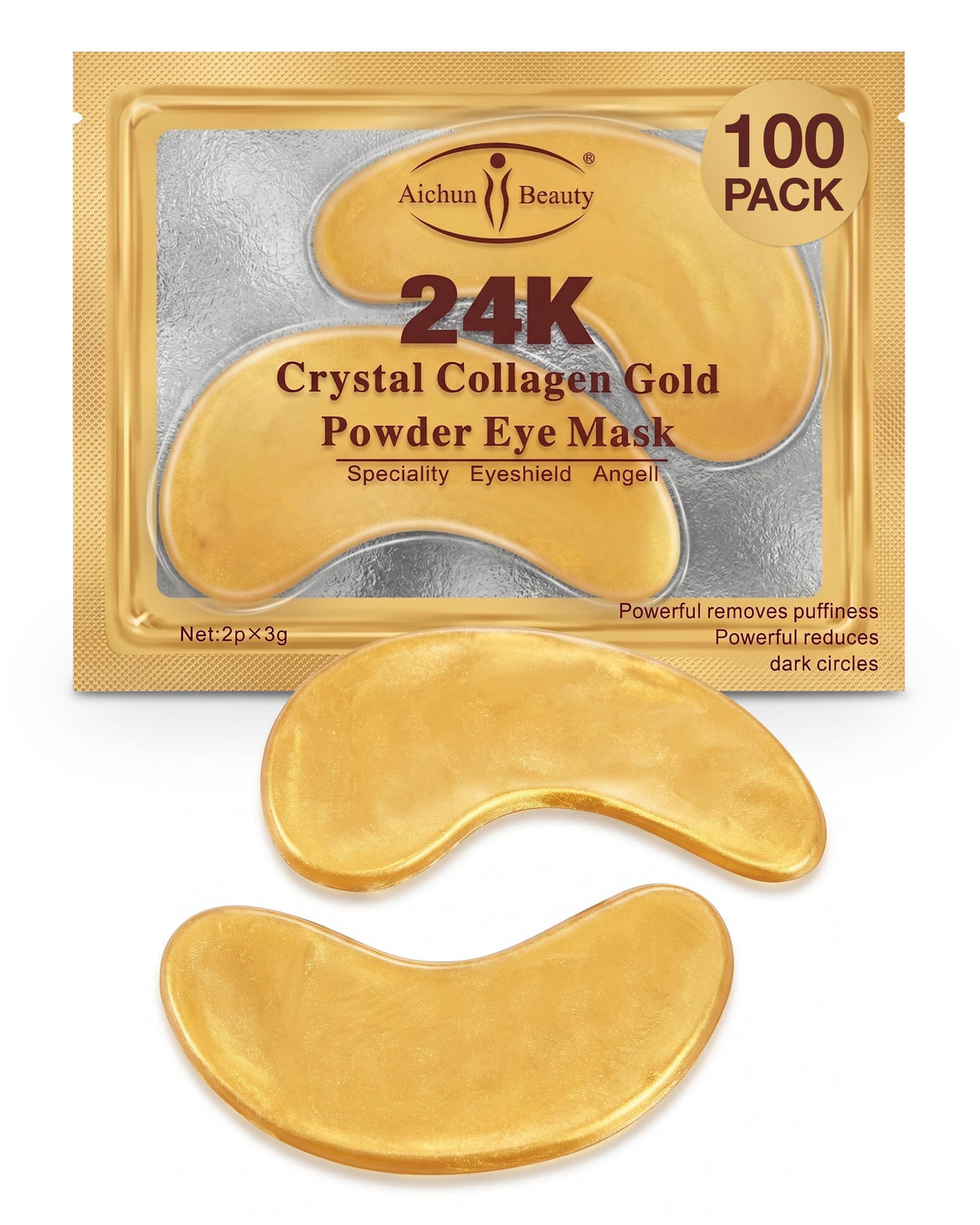 AICHUN BEAUTY 24K Gold Collagen Eye Mask Patches 100 Pack - AICHUN BEAUTY Official Imagery - 2