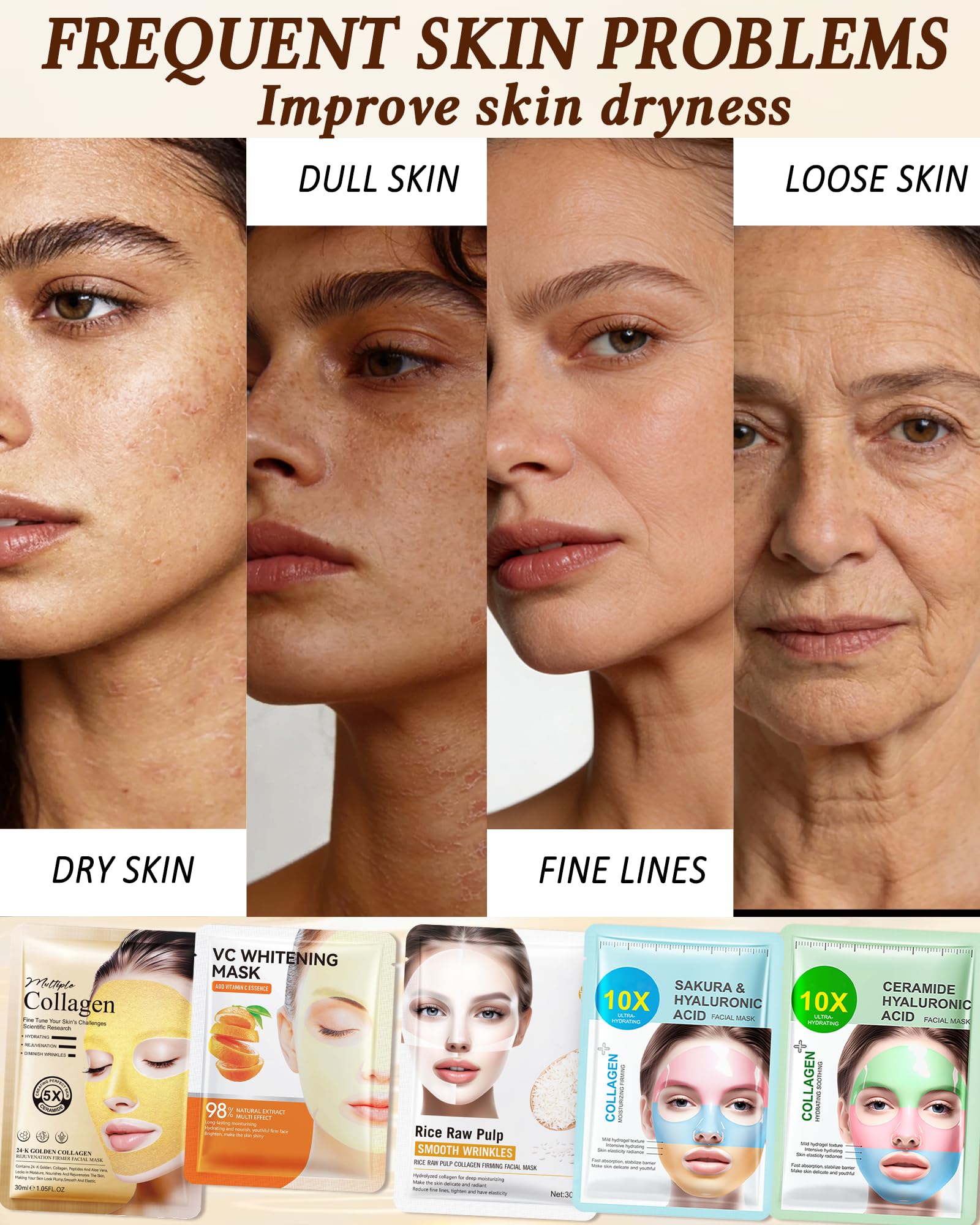 Face Mask Set-6Pcs VC Soft Facial Masks, Hydrating Facial Sheet - LYSdefeu