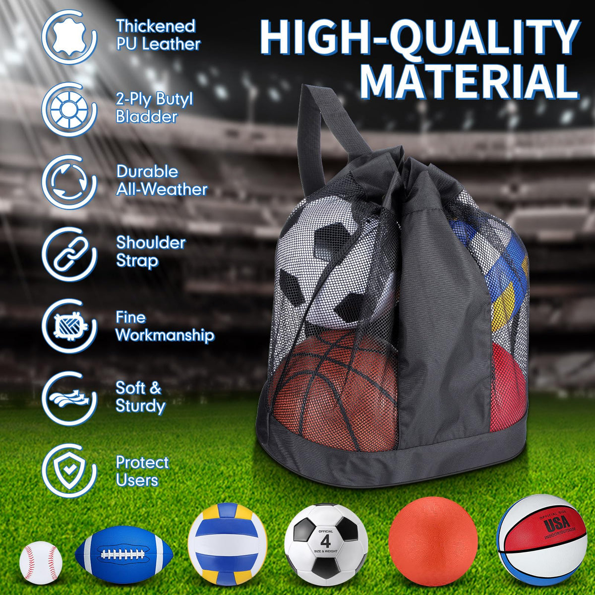 Leyndo 18 Pcs Sports Ball Bulk Set Official Size - Leyndo Official Imagery - 4