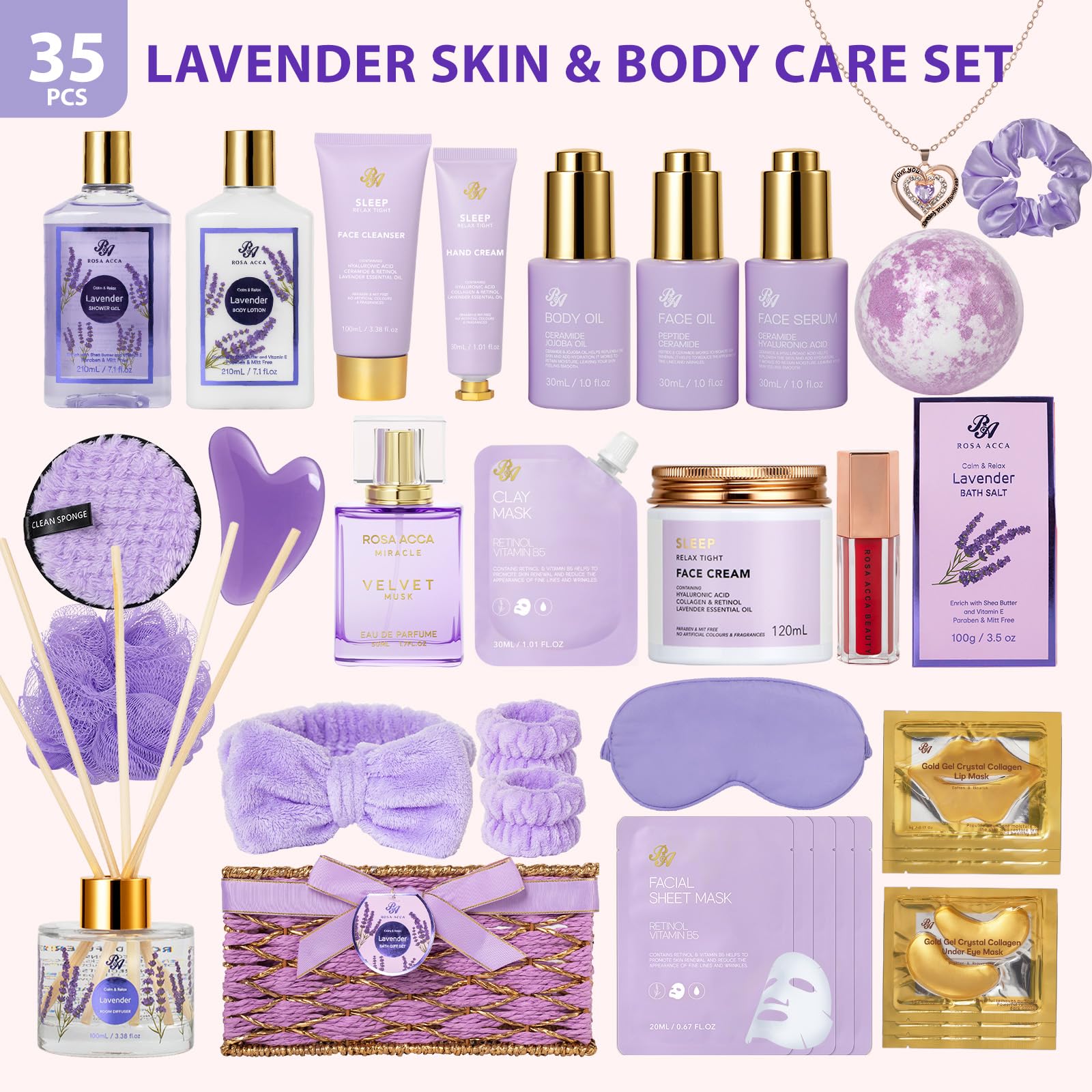 35 Pcs Gifts for Women, Lavender Bath &amp; Body Gift - RA ROSA ACCA