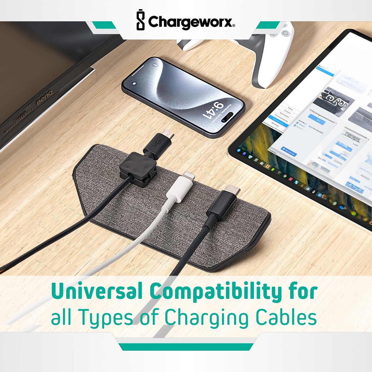Magnetic Cable Management Organizer 4 PK Cord Holder 12 - CHARGEWORX Official Imagery - 7