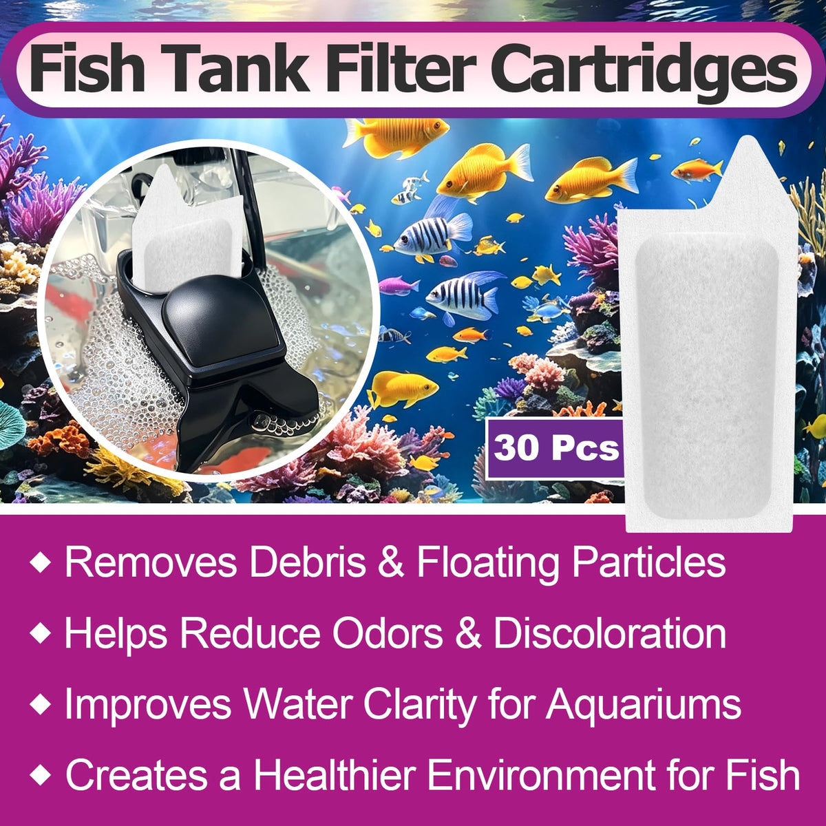 30 Pcs Filter Compatible with Tetra Whisper Small Fish Tanks - Bookiq Official Imagery - 3
