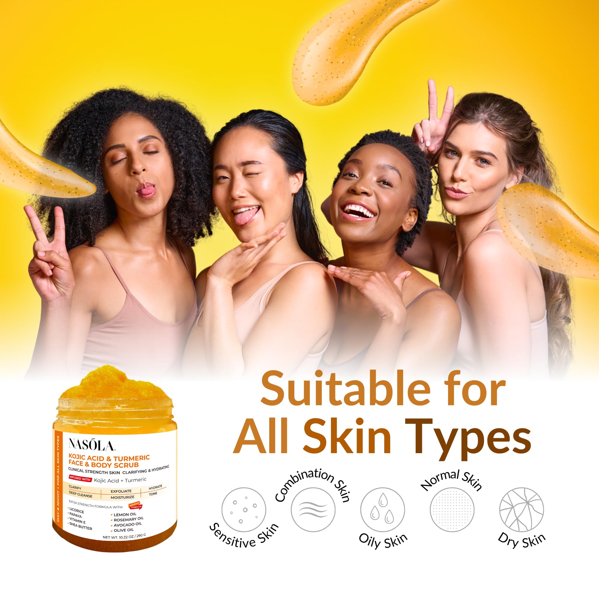 Nasola Kojic Acid Turmeric Face and Body Scrub - Moisturizing & Exfoliating - Nasola Official Product View 8