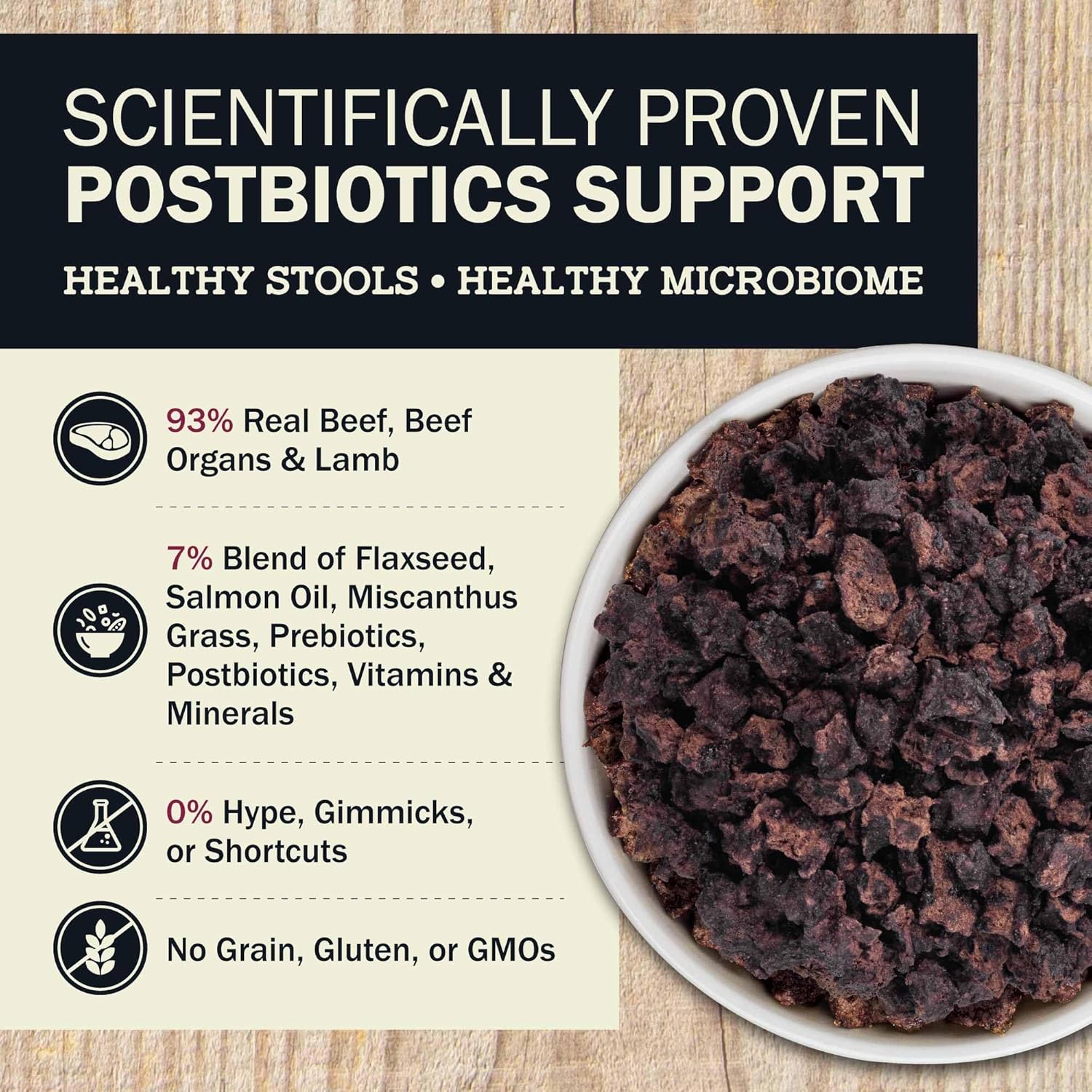 Redbarn Powerfood air-dried dog food with 93% beef, designed for digestive and gut health, shown in the image.