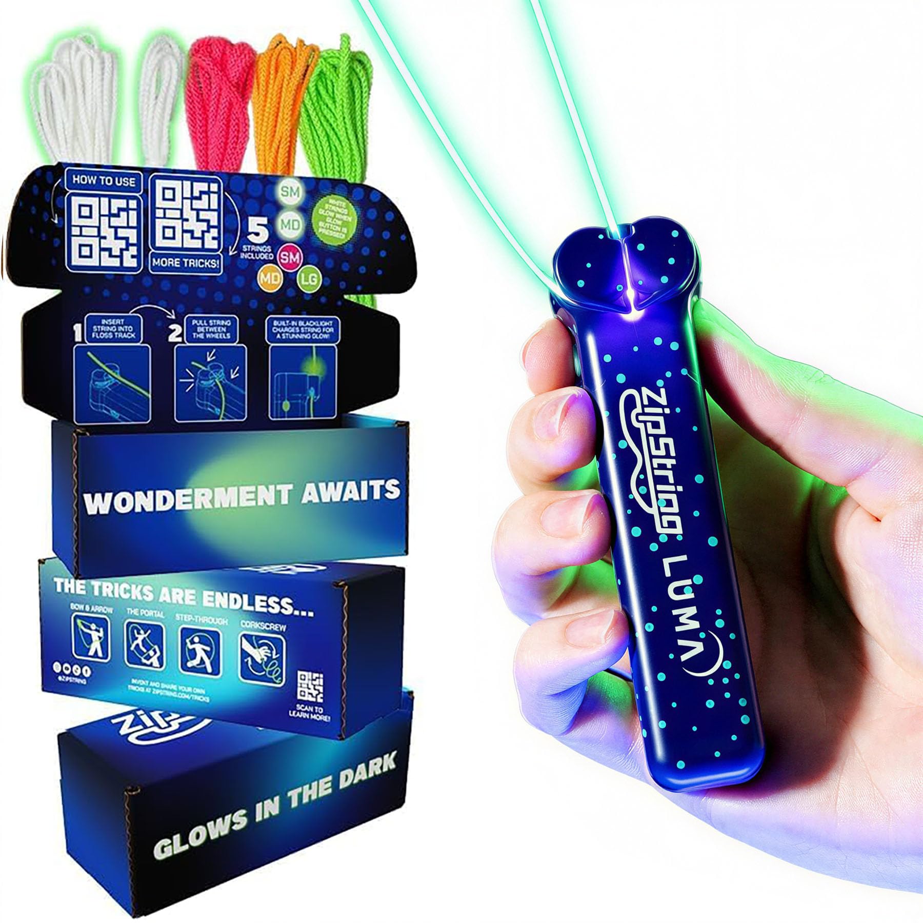 ZipString Luma Glow-in-The-Dark String Toy by ZipString - Angle View 1