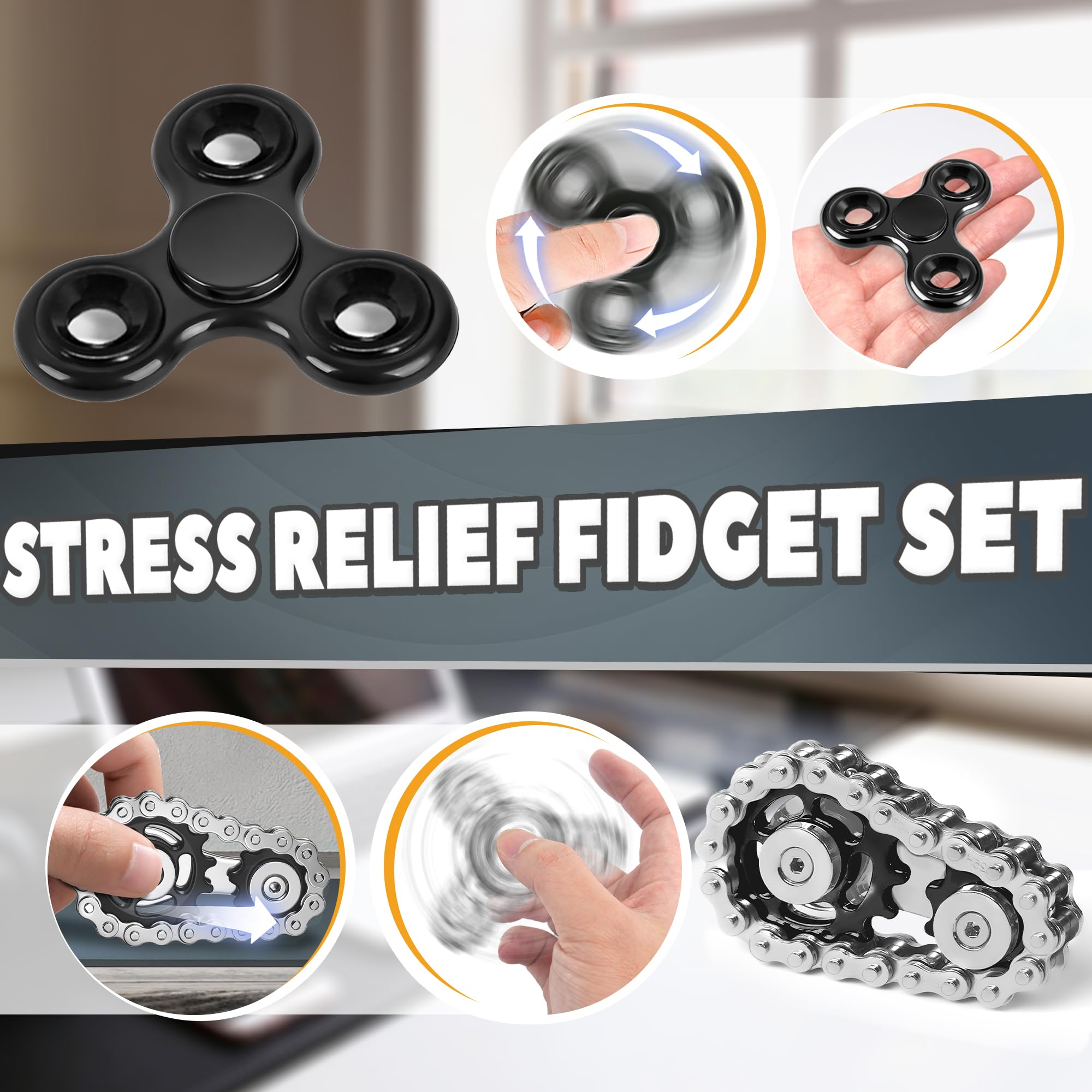 Chilvil 5 Pcs Fidget Toys Adults & Teen Metal Fidgets Spinner for by Chilvil - Angle View 4