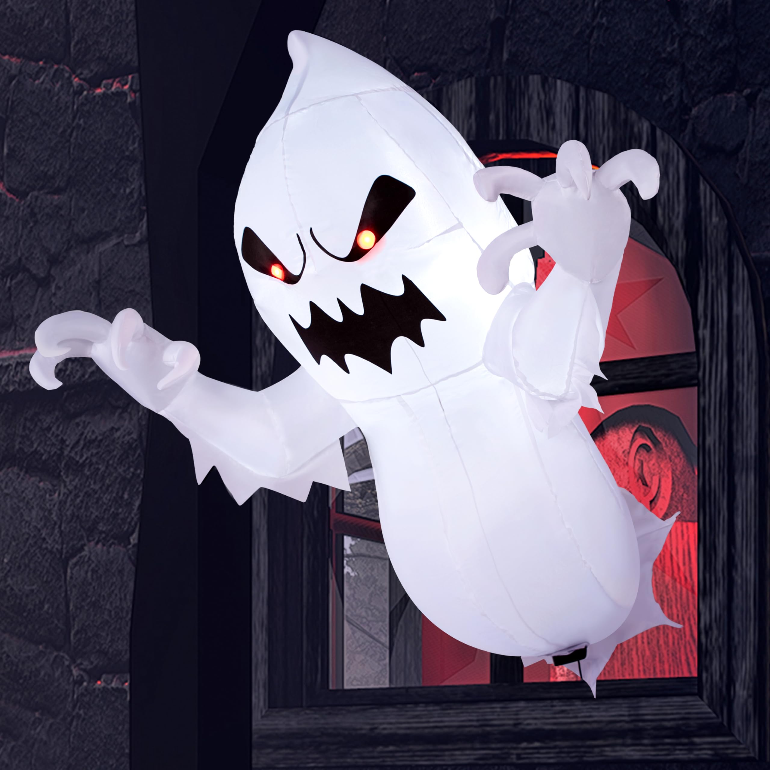 Joiedomi 4.5 FT Halloween Inflatable Ghost with Build-in LEDs, - Product Imagery