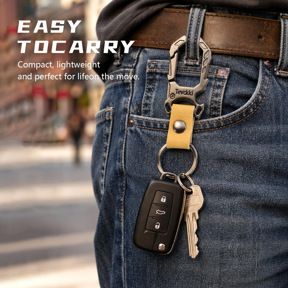 Tactical leather keychains Carabiner Car Key Chains Bottle - Tevckki Official Imagery - 6