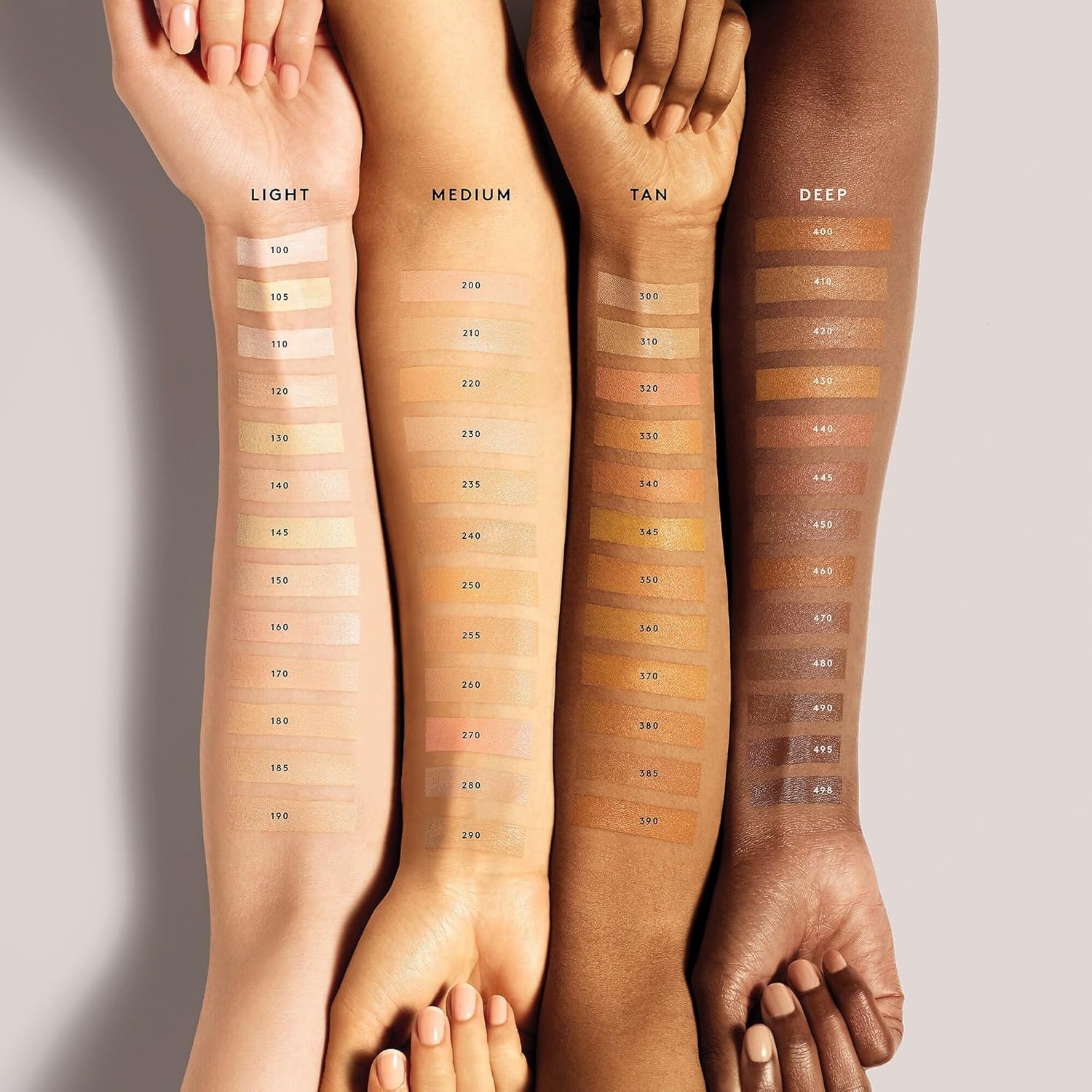Fenty Beauty Pro Filtr Instant Retouch Concealer in 190 Light Medium with Warm, 0.27 oz, applied under eyes and on skin.