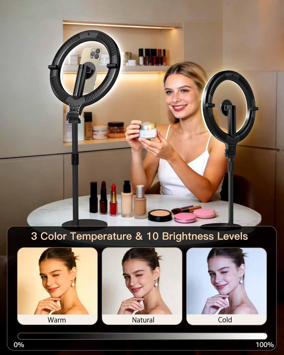 NiceVeedi 10 2 Magnetic Desk Ring Light with Stand 5000mAh - NiceVeedi Official Imagery - 5