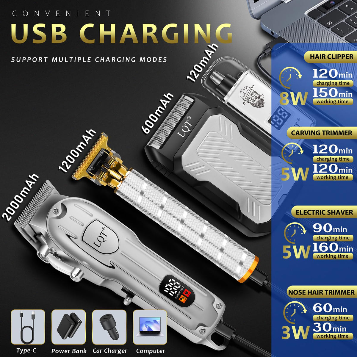 Hair Clippers for Men with LED Display 4 in 1 Cordless - LQT Official Imagery - 3