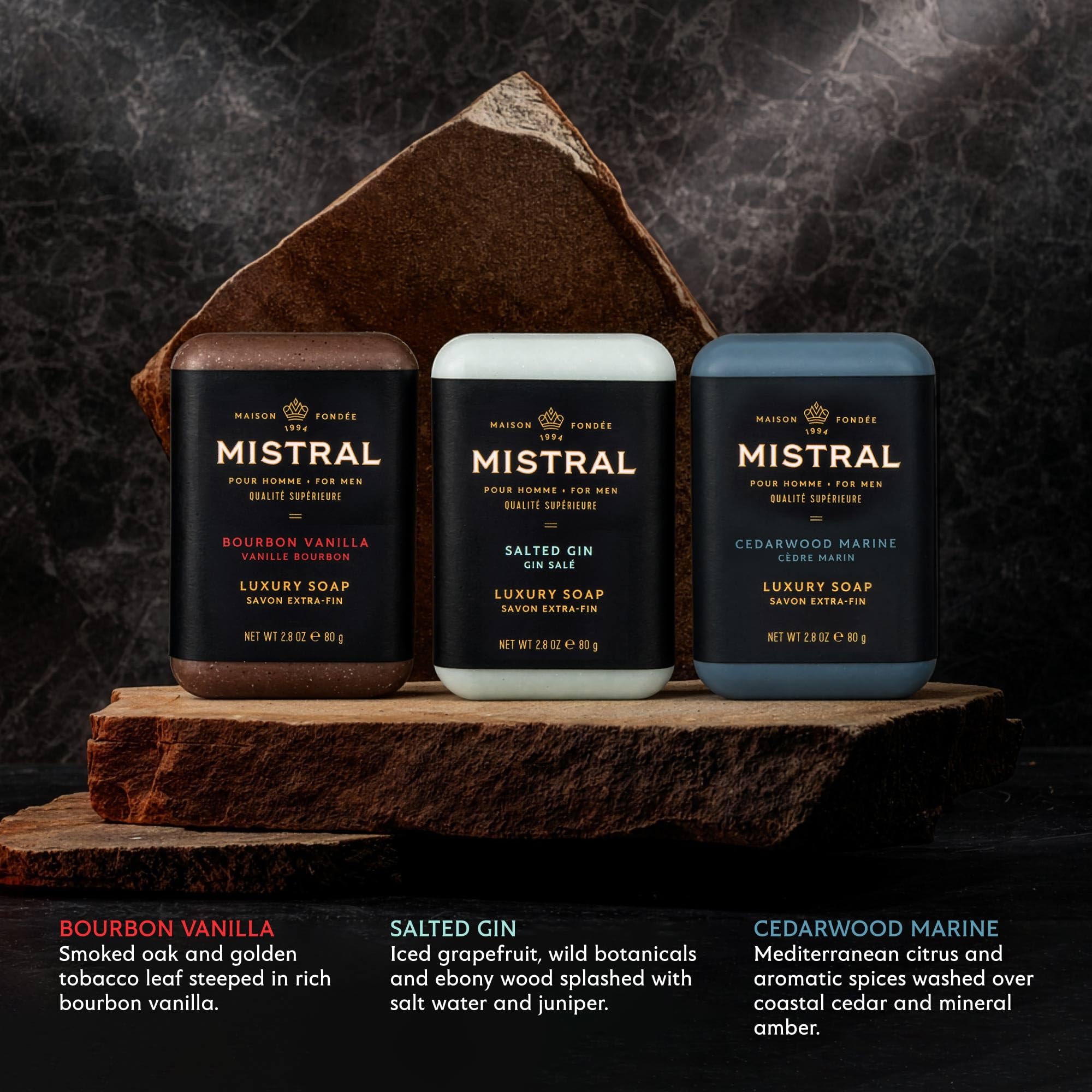 Mistral Voyager Men's Soap Gift Set with Travel Case, 3-Piece Set
