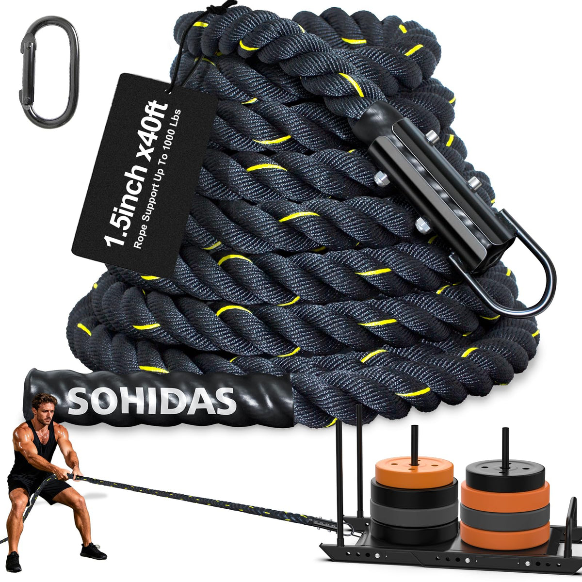 40FT Weight Sled Rope Workout Sled Pulling Ropes Sled Push - SOHIDAS Official Imagery - 2