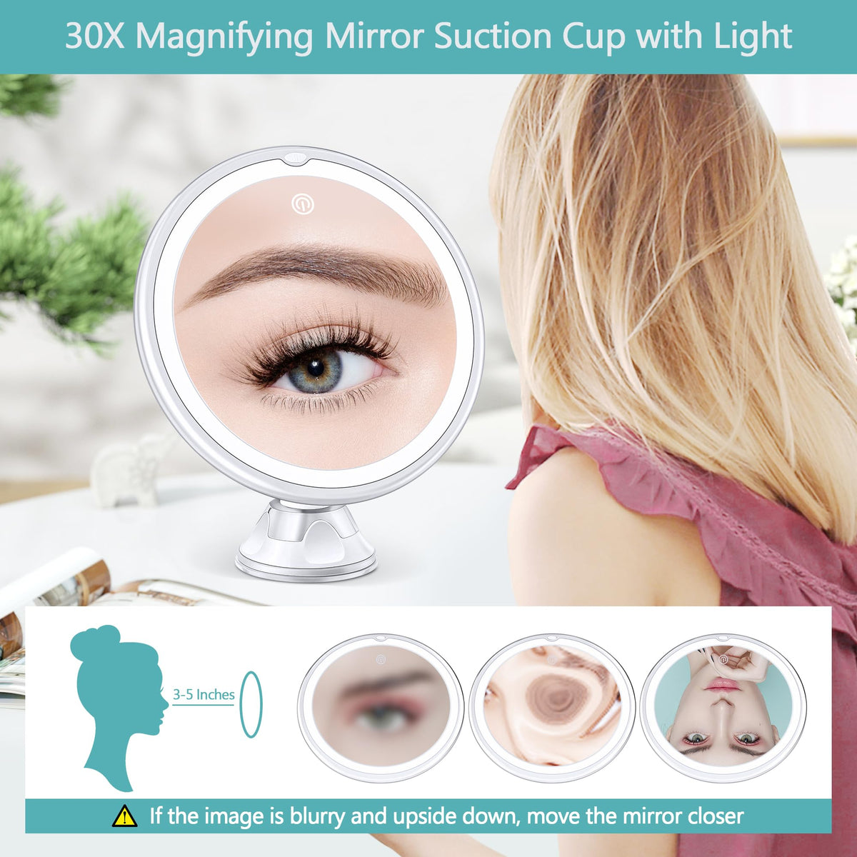 Lighted Makeup Mirror with 30X Magnification 30X Magnifying - B Beauty Planet Official Product Imagery - 8