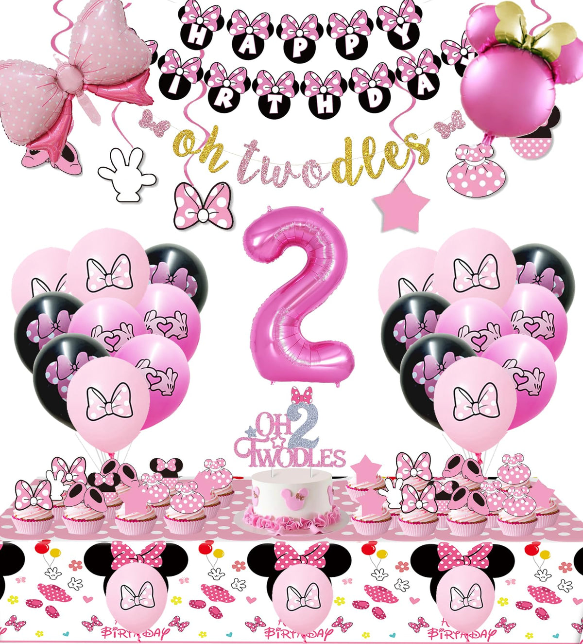 Pink Mouse 2nd Party Supplies Twodles Girl Birthday - Nyhpar Official Imagery - 1