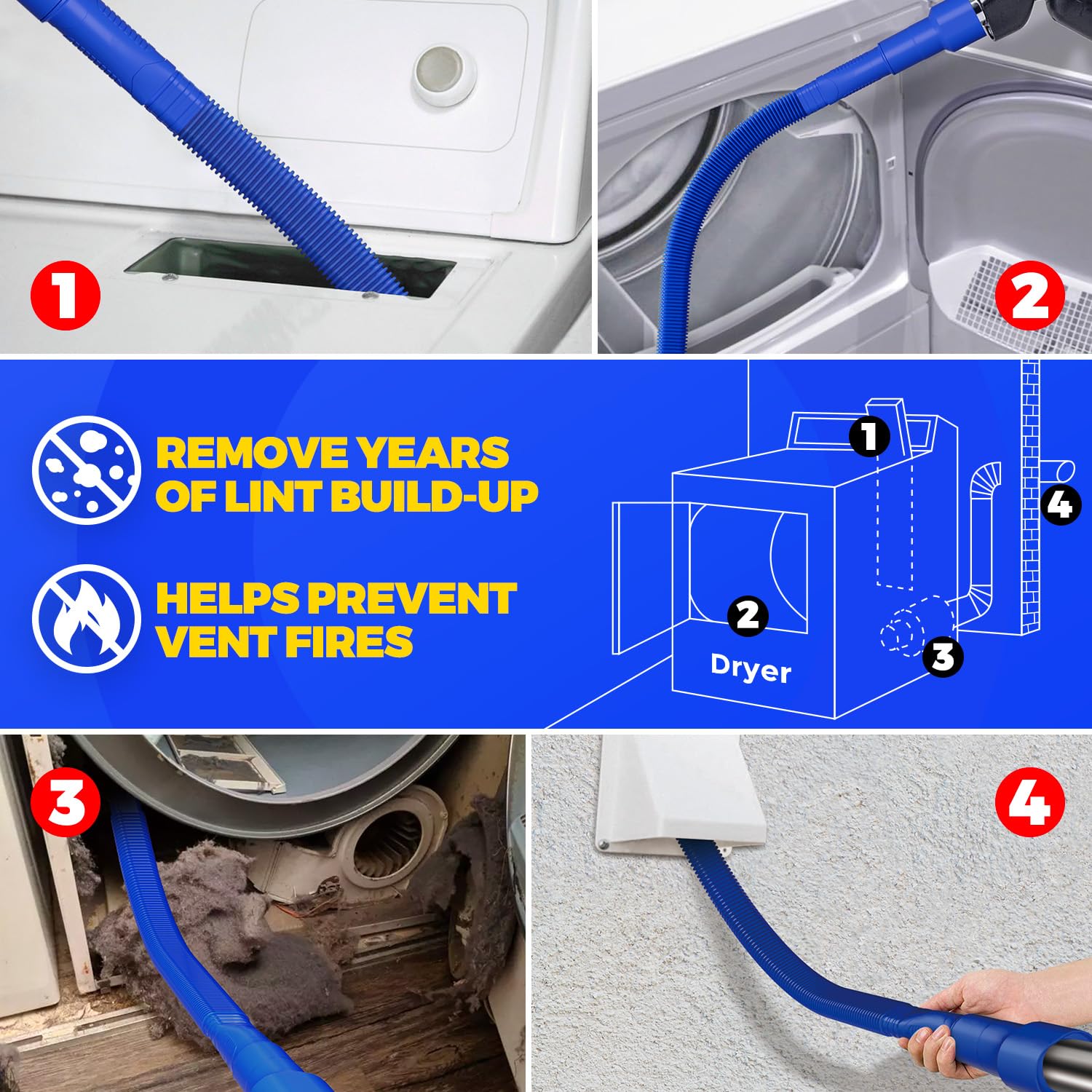 Holikme Dryer Vent Cleaner Kit 2Pack - Lint Vacuum Attachment & B by Holikme - Angle View 5