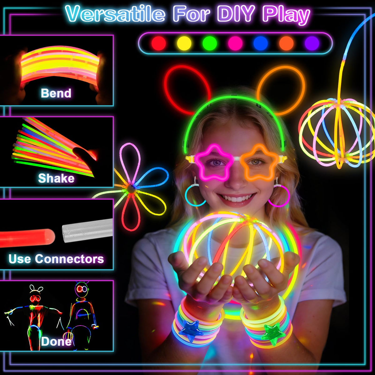 TURNMEON 457PCS Glow Sticks Glow in the Dark Party Favors - TURNMEON Official Imagery - 4