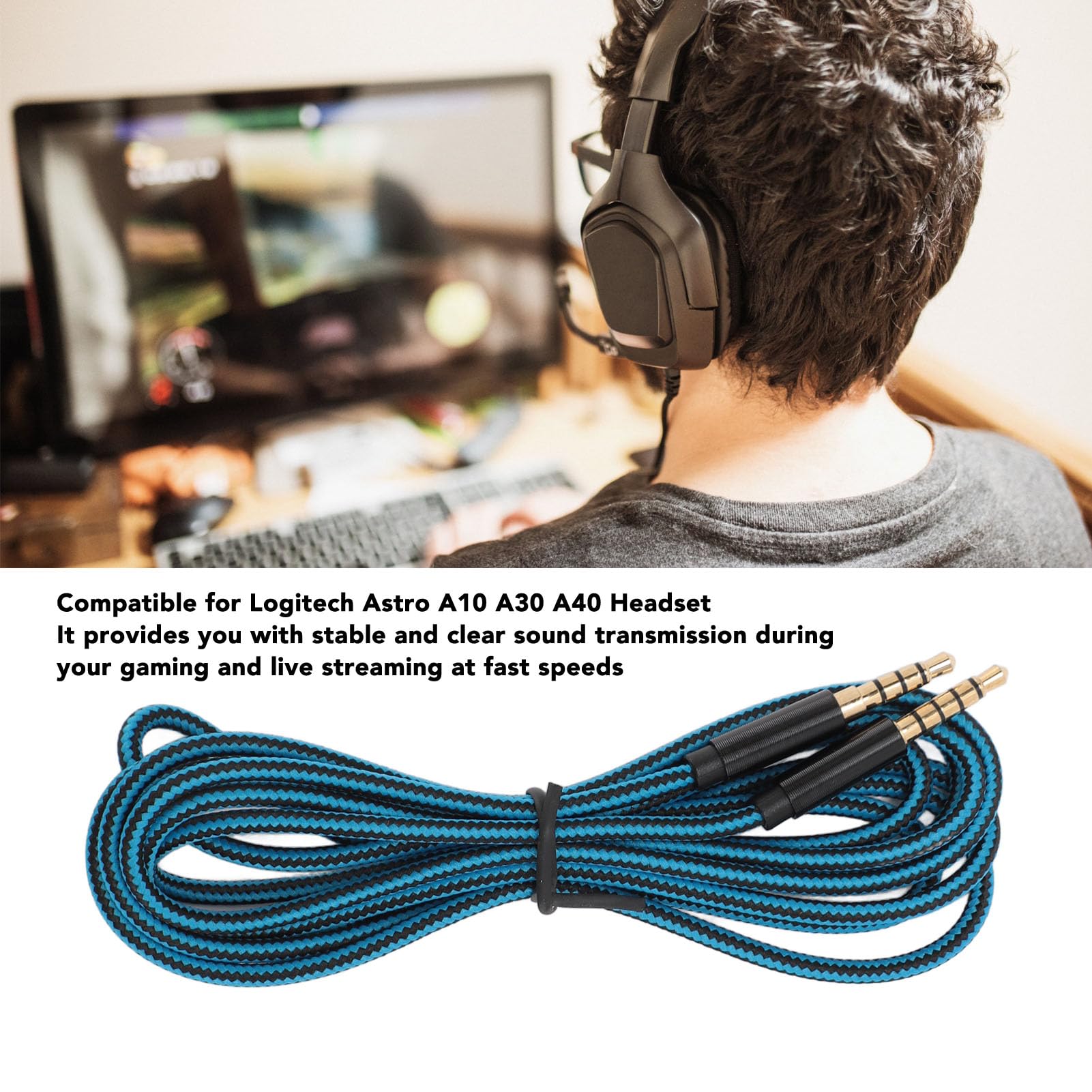 ASHATA 3.5mm 5 Pole Plug to 4 Pole Plug Cable, Compatible A30 Hea by ASHATA - Angle View 4