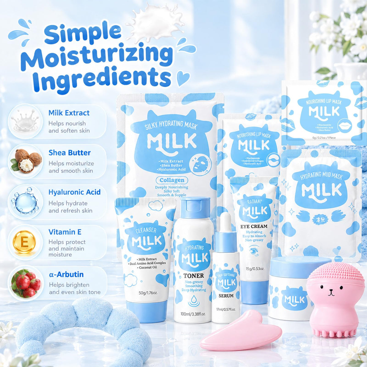 Milk Skin Care Set for Kids Teen Girls 12 IN 1 Moisturizing - Deepmind Official Imagery - 7