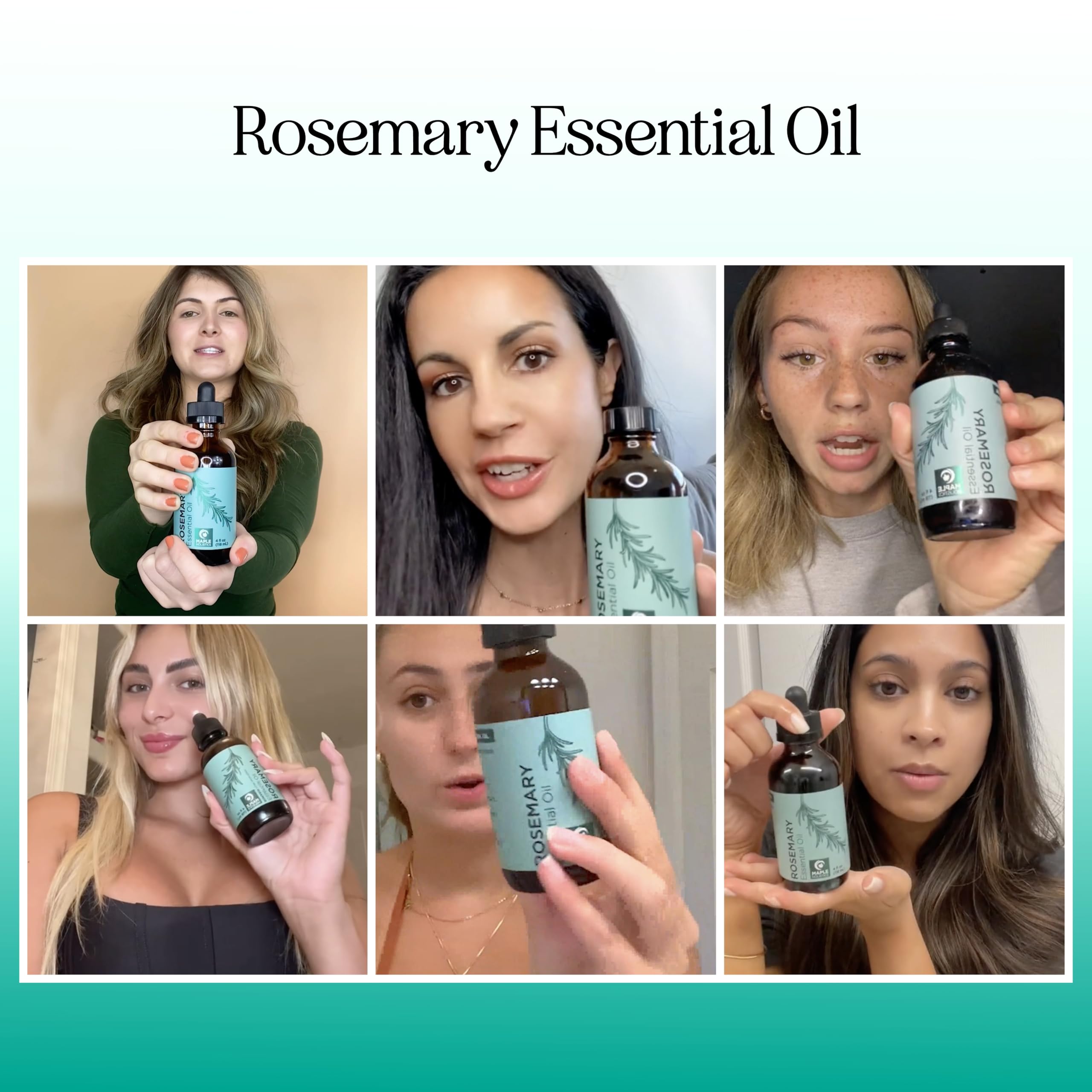 Maple Holistics Pure Rosemary Essential Oil with Dropper - Undiluted Rosemary - Maple Holistics Official Product View 2