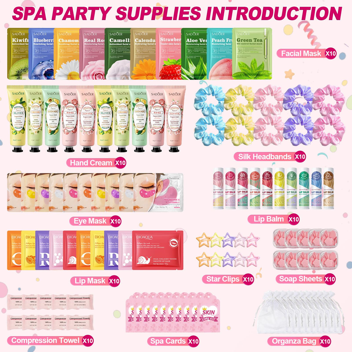 Spa Party Supplies for Girls Women 110 PCS Bulk Party Favors - Amdele Official Imagery - 3