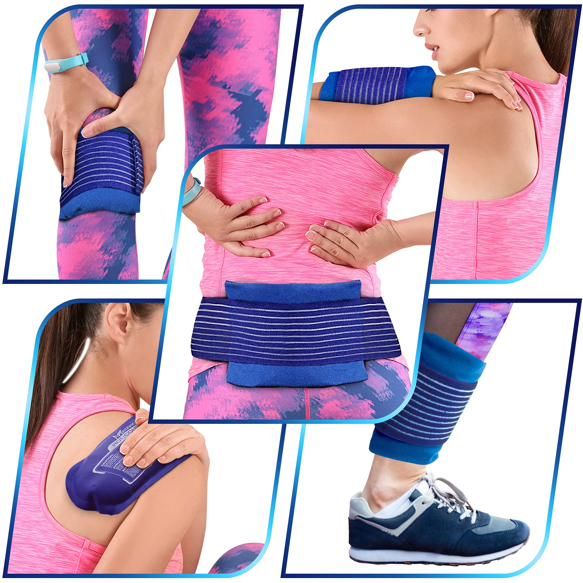 MEDVICE Reusable Hot & Cold Ice Packs for Injuries, 3-Piece Set