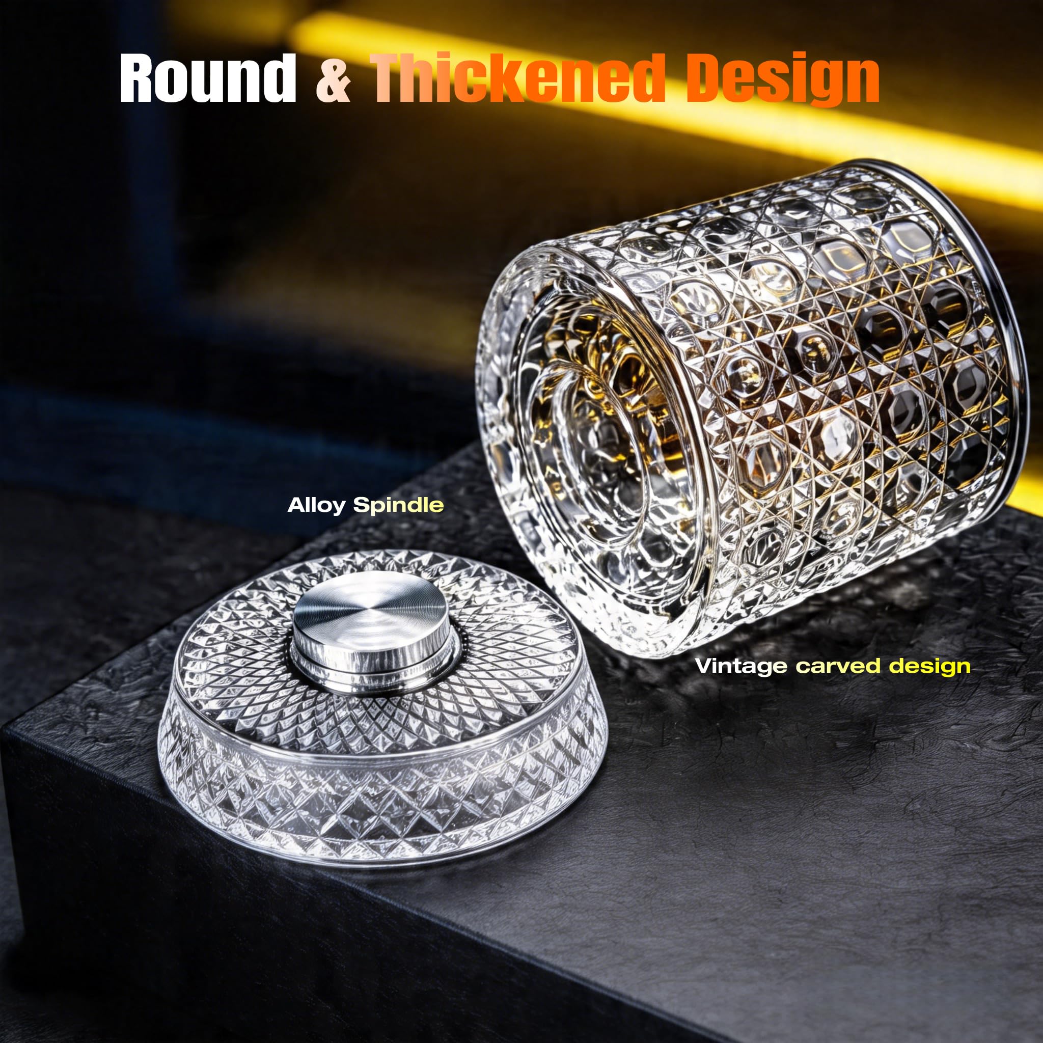 OPYAAON Rechargeable 2 Pack Fidget Spin Light Up Whiskey Glasses, - OPYAAON Official Product View 7