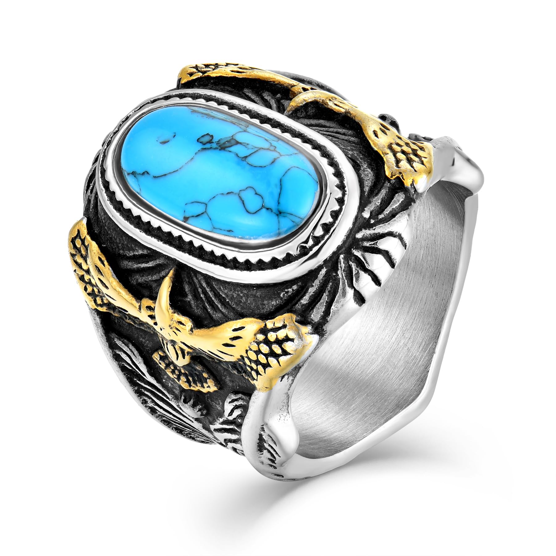 Wisbal Turquoise Biker Ring for Men – Stainless Steel