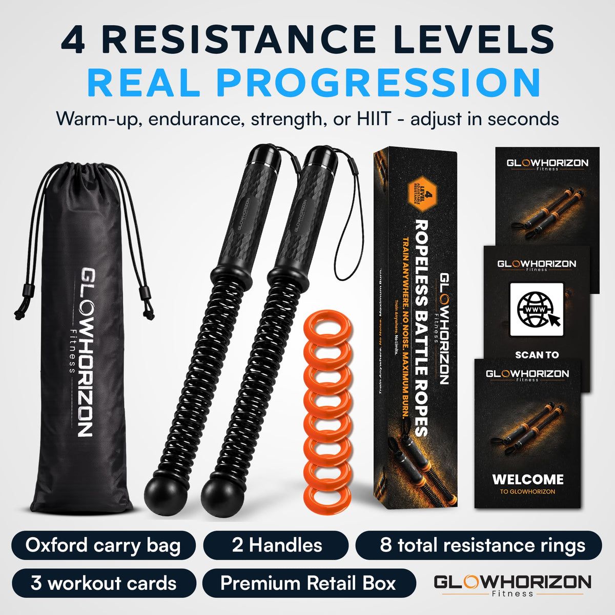 Cordless Battle Ropes Ropeless Battle Ropes with 8 Removable - GlowHorizon Official Imagery - 5